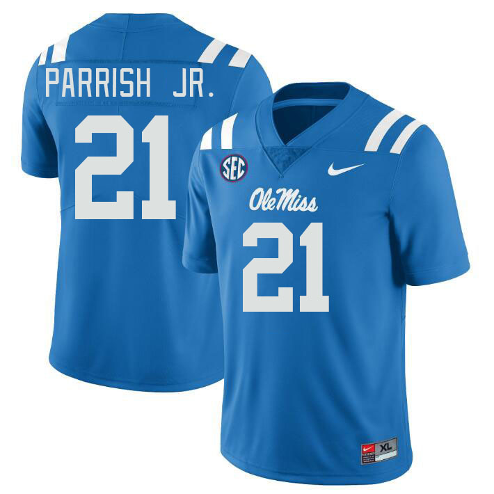 Men #21 Henry Parrish Jr. Ole Miss Rebels College Football Jerseys Stitched-Power Blue